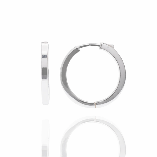 Solid 925 Sterling Silver Round Tube Hoop Earrings, Thick Silver Hoop Earrings, Premium Rhodium Plated Small to Medium Smooth Circular Hoops