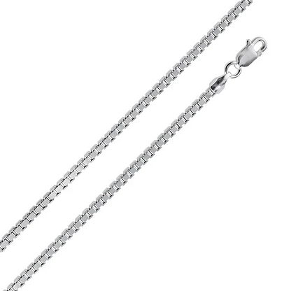Solid 925 Sterling Silver Round Box Chain, Venetian Link Necklace for Men & Women Smooth Round Box Necklace, Dainty Minimalist Pendant Chain