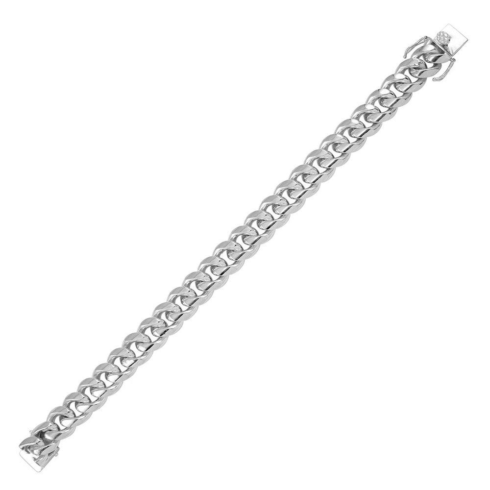 Solid 925 Sterling Silver Miami Cuban Link, Flat Curb for Men & Women, Heavy Thick Wristband, Premium Solid Silver Cuban Chain with Box Lock