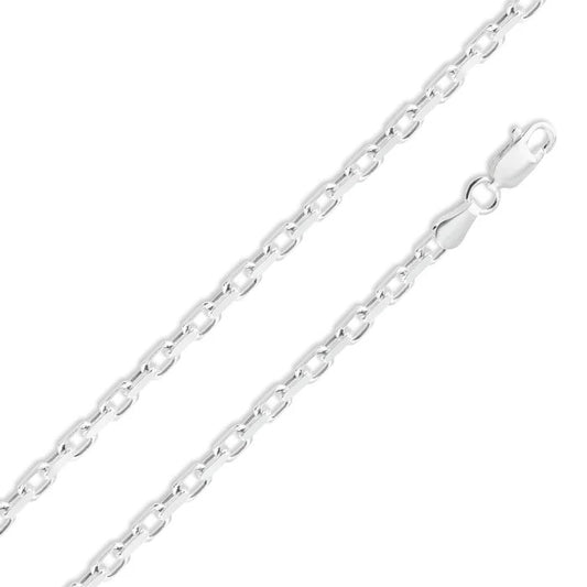 Solid 925 Sterling Silver Rectangular Forza Chain, Men's Tino Cable Link Necklace, Premium Squared Cable Link Chain Custom Length Jewelry