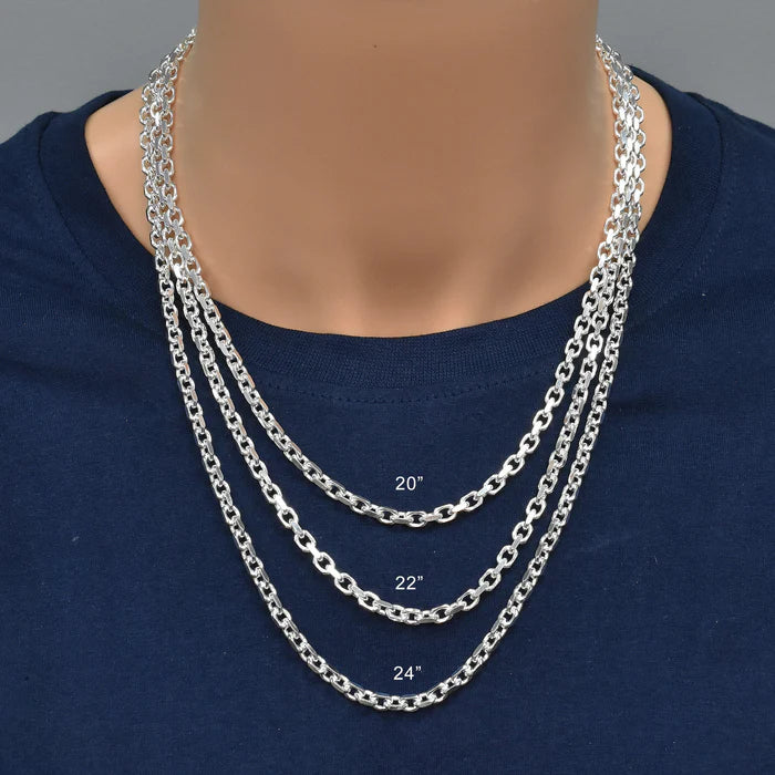 Solid 925 Sterling Silver Forza Tino Chain, Rounded Cable Link Necklace for Men & Women, Premium Solid Silver Heavy Duty Cable Chain