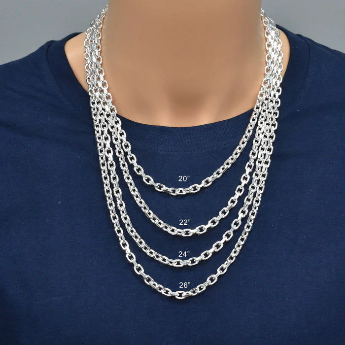 Solid 925 Sterling Silver Forza Tino Chain, Rounded Cable Link Necklace for Men & Women, Premium Solid Silver Heavy Duty Cable Chain