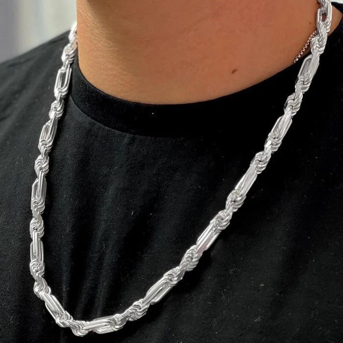 Sterling Silver Diamond-Cut Milano Rope Chain, Solid Silver Necklaces for Men or Women, Solid Unisex Silver Chains for Everyday Casual Wear