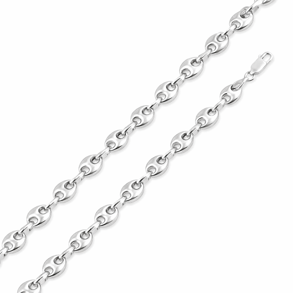Solid 925 Sterling Silver Puffed Mariner Chain, Semi Solid Thick Anchor Link Necklace for Men & Women, Marine Link Chain for Large Pendants