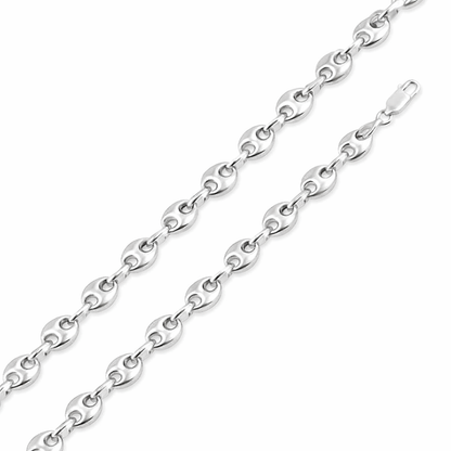Solid 925 Sterling Silver Puffed Mariner Chain, Semi Solid Thick Anchor Link Necklace for Men & Women, Marine Link Chain for Large Pendants