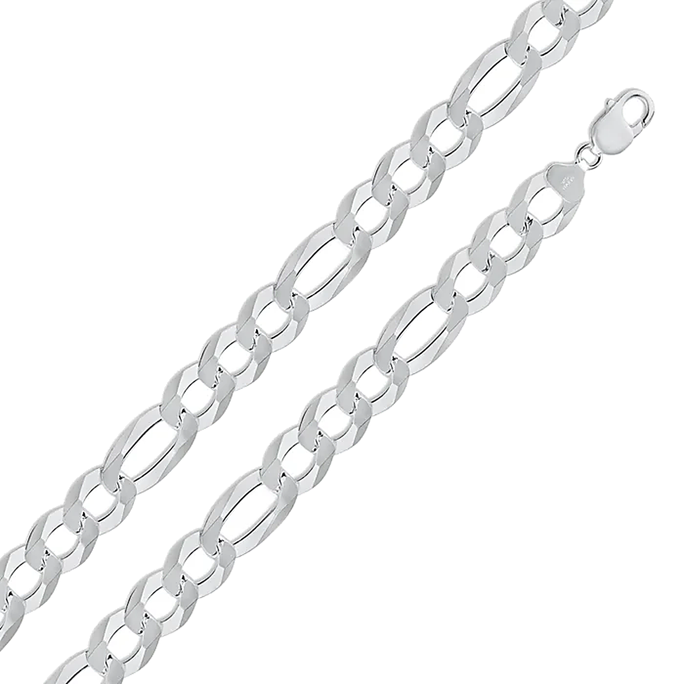 Sterling Silver Solid Figaro Chain, Classic Concave Figaro, Men's & Women's, Everyday Casual Wear, 3+1 Alternating Curb Chain