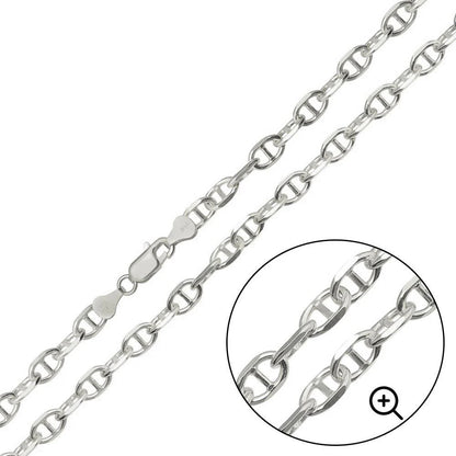 Solid 925 Sterling Silver Twisted Mariner Chain, 6mm Diamond Cut Anchor Link for Men & Women, Gold Plated Spiraled Link Chain for Pendants