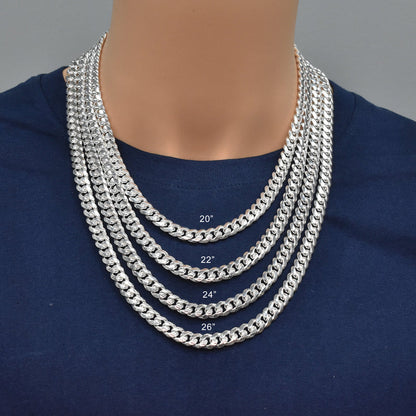 Solid 925 Sterling Silver Cuban Link Necklace, Miami Cuban Link Chain for Men & Women, Premium Heavy Duty Statement Chain with Lobster Clasp