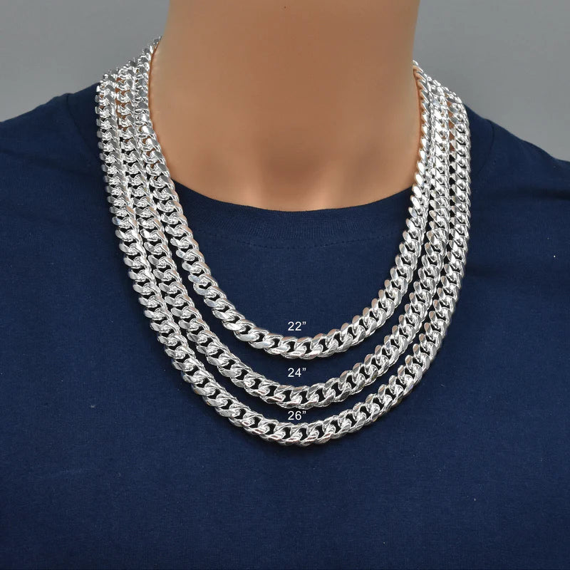 Solid 925 Sterling Silver Cuban Link Necklace, Miami Cuban Link Chain for Men & Women, Premium Heavy Duty Statement Chain with Lobster Clasp