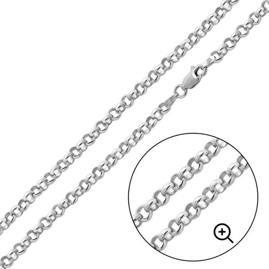 Solid 925 Sterling High Polish Silver Rolo Link Necklace, Solid Premium Heavy Duty Belcher Cable Link, Custom Length Everyday Fine Jewelry