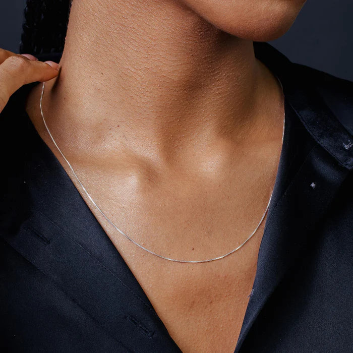 Solid 925 Sterling Silver Box Chain, Square Venetian Link Necklace for Men & Women, Dainty 0.6mm Minimalist Choker to Thick 2.5mm Pendant Chain