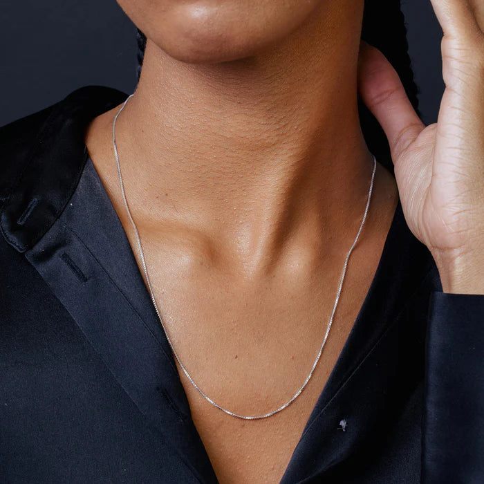 Solid 925 Sterling Silver Box Chain, Square Venetian Link Necklace for Men & Women, Dainty 0.6mm Minimalist Choker to Thick 2.5mm Pendant Chain