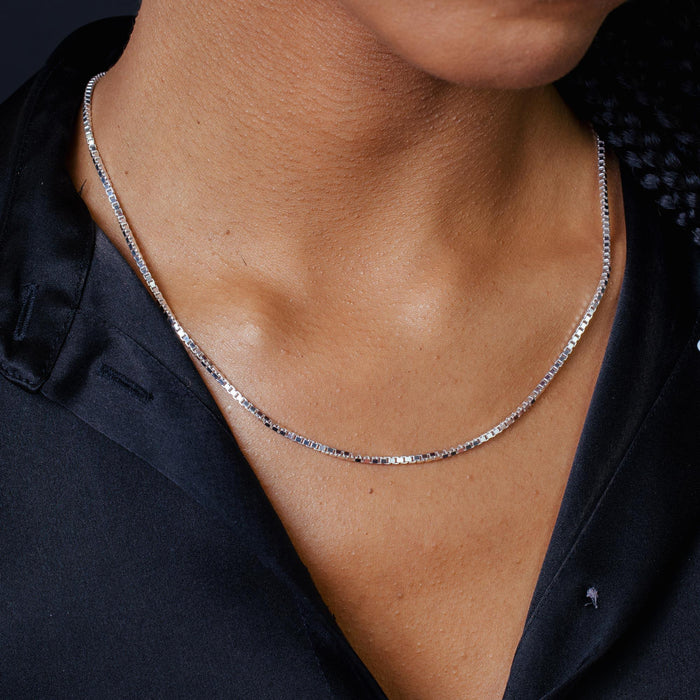 Solid 925 Sterling Silver Box Chain, Square Venetian Link Necklace for Men & Women, Dainty 0.6mm Minimalist Choker to Thick 2.5mm Pendant Chain