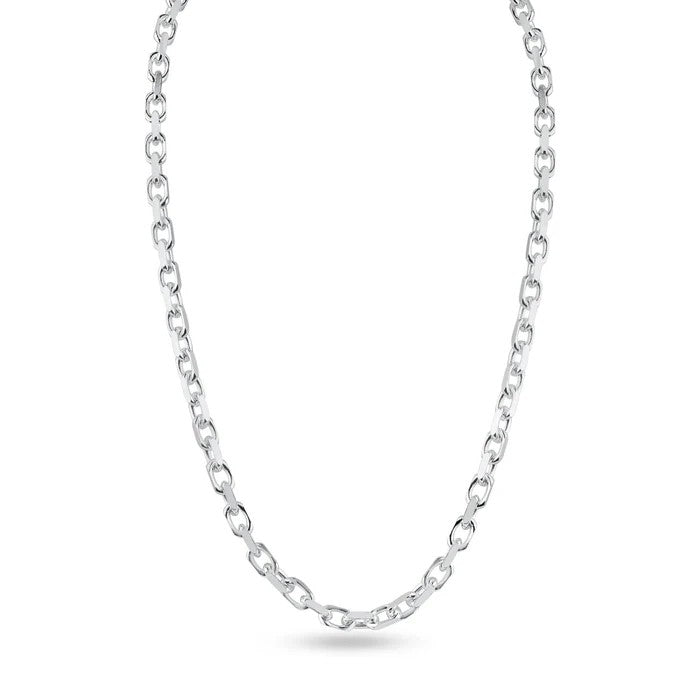 Solid 925 Sterling Silver Rectangular Forza Chain, Men's Tino Cable Link Necklace, Premium Squared Cable Link Chain Custom Length Jewelry