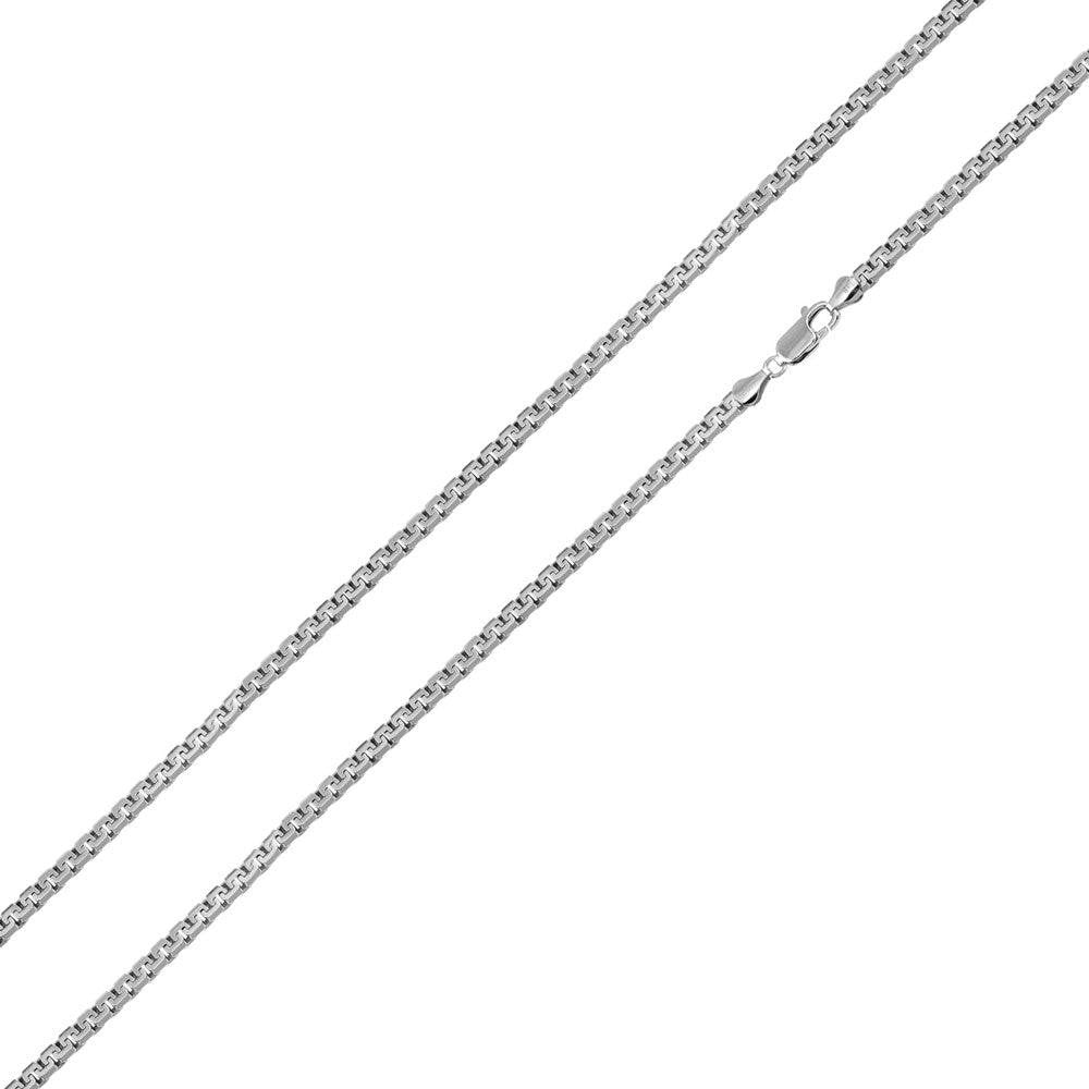 Solid 925 Sterling Silver Greek Box Chain, Greca Geometric Flat Link Necklace for Men & Women, High Polish Italian Square Key Chain