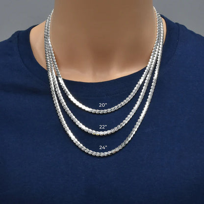 Solid 925 Sterling Silver Rope Chain, Smooth High Polish Braided Twisted Necklace for Men & Women, Premium Solid Silver Spiraled Braid Chain
