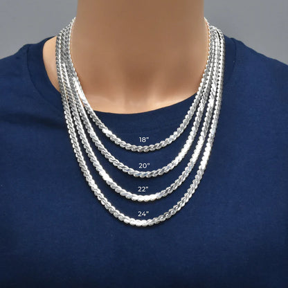 Solid 925 Sterling Silver Rope Chain, Smooth High Polish Braided Twisted Necklace for Men & Women, Premium Solid Silver Spiraled Braid Chain