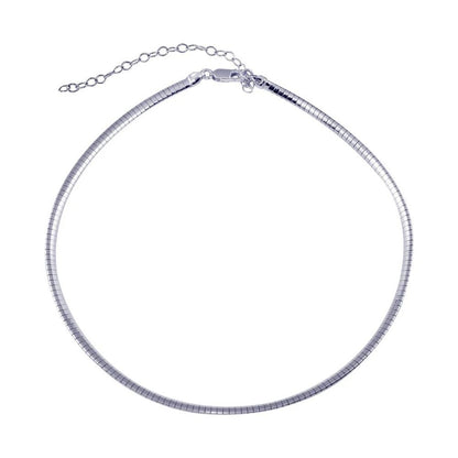 Solid Sterling Silver Flat Omega Chain, Heavy Pendant Chain for Men & Women, Tightly Closed Link Snake Chain, 925 Silver Necklaces