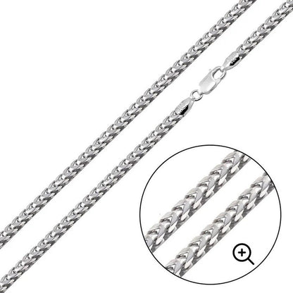 Solid 925 Sterling Silver Square Franco Chain, Men's and Women's Foxtail Link Necklace, Heavy Pendant Chain, Custom Length Jewelry