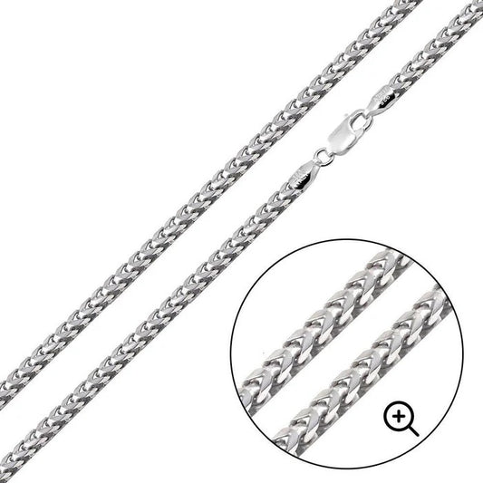 Solid 925 Sterling Silver Square Franco Chain, Men's and Women's Foxtail Link Necklace, Heavy Pendant Chain, Custom Length Jewelry