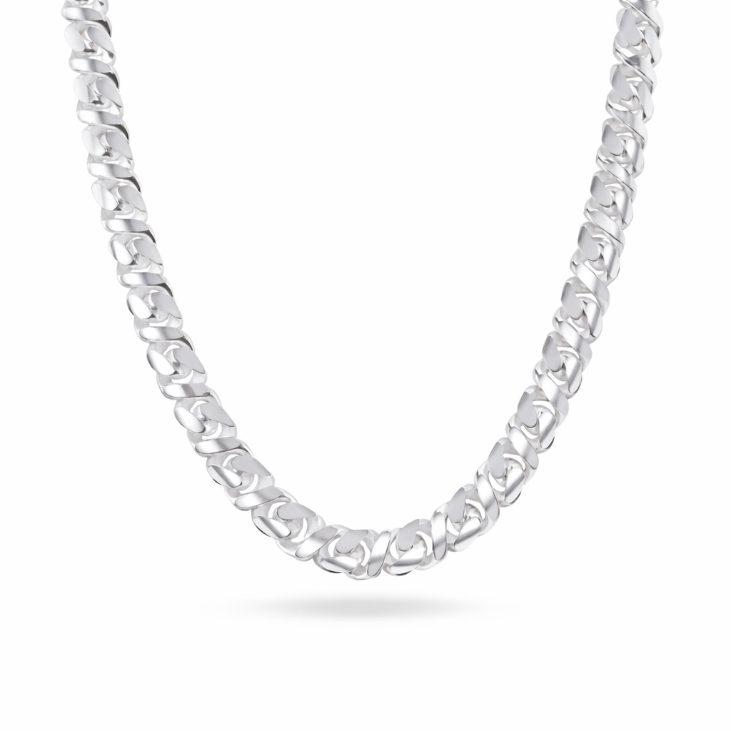 Solid 925 Sterling Silver Dollar Sign Curb Chain, Textured Flat Money Motif Link Necklace for Men & Women Custom Length Hip Hop Fine Jewelry
