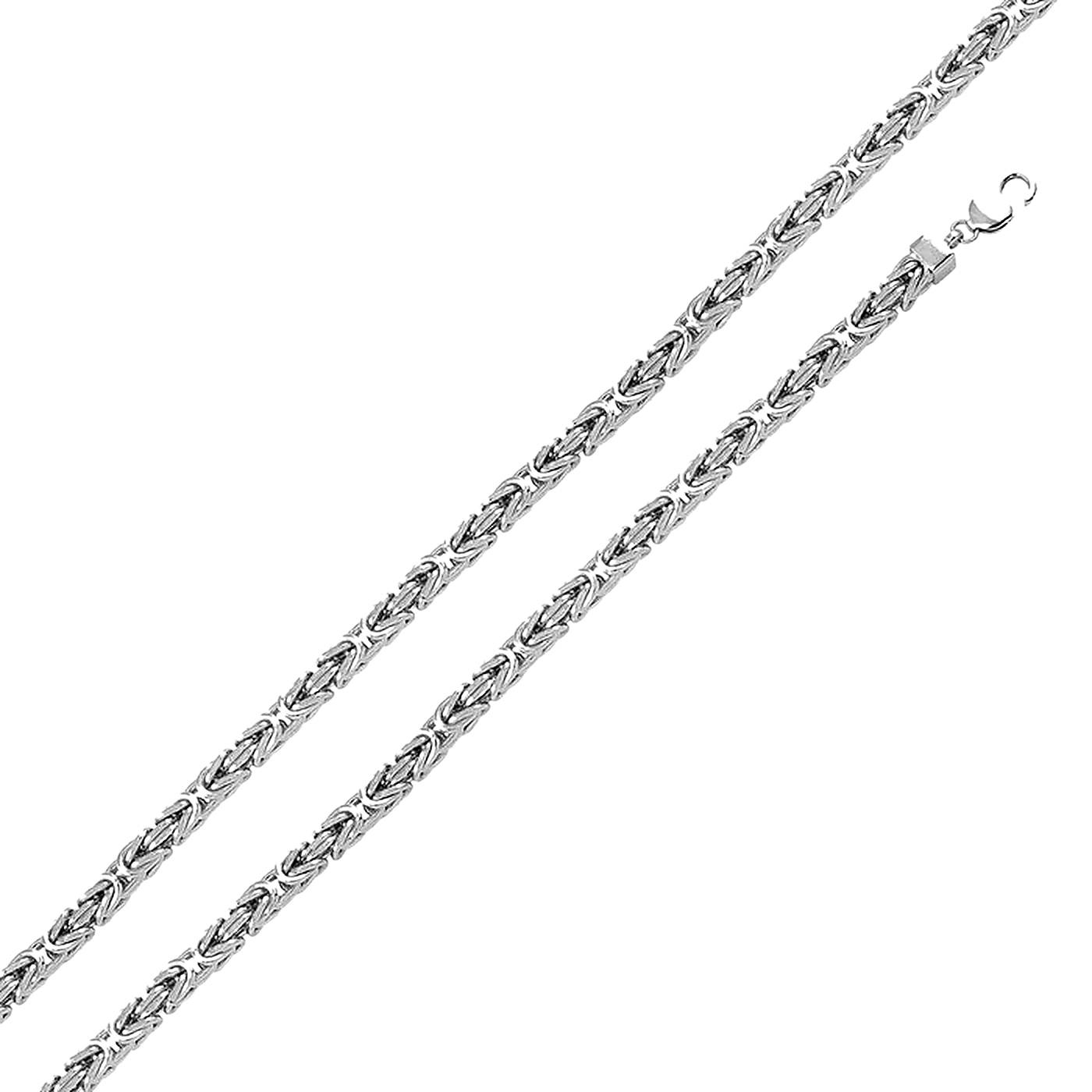 Solid 925 Sterling Silver Square Byzantine Chain, Four Sided Box Woven Kings Braid Necklace for Men & Women Semi Solid Heavy Boxy Link Chain