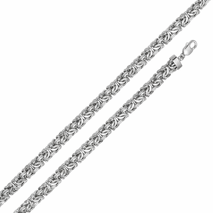925 Sterling Silver Handmade Flat Byzantine Chain, Premium Silver Kings Braid Chain for Men & Women, Bold 8.1mm-11.1mm Woven Link Necklace