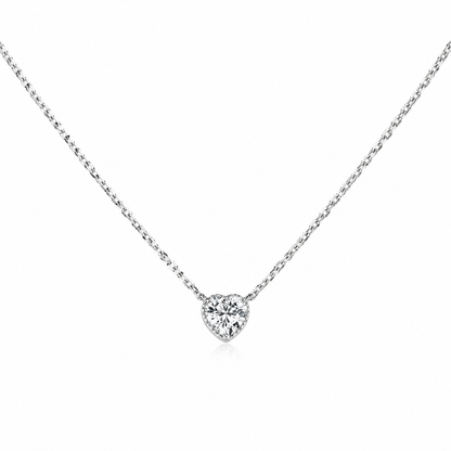 Solid 14K Gold Heart Birthstone Necklace, 925 Sterling Silver 6mm Grain Fancy Beaded Charm Pendant, Personalized Birthday Gift for Her