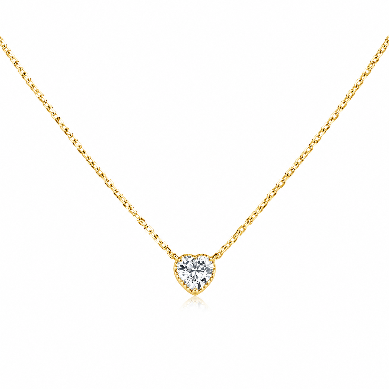 Solid 14K Gold Heart Birthstone Necklace, 925 Sterling Silver 6mm Grain Fancy Beaded Charm Pendant, Personalized Birthday Gift for Her
