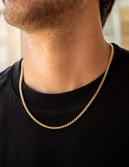 Solid 925 Sterling Silver Round Box Chain, 14K Gold Plated Rounded Venetian Link Necklace for Men & Women, Premium Pendant Chain 1.7mm to 3.3mm