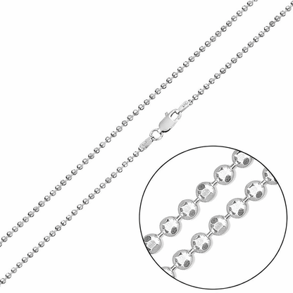 Solid 925 Sterling Silver Diamond Cut Ball Chain, Faceted Silver Military Bead Chain Premium Solid Silver Caviar Dog Tag Necklace for Charms