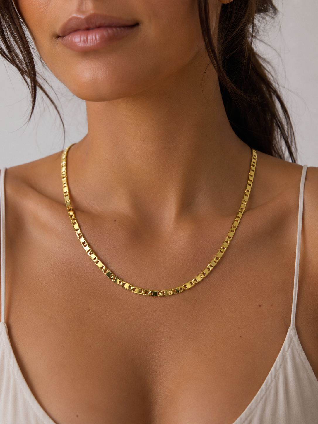 Solid 925 Sterling Silver Valentino Chain, Fancy Gold Plated Marisa Necklace for Men & Women, Layering Chain Plated for Pendants, Initials