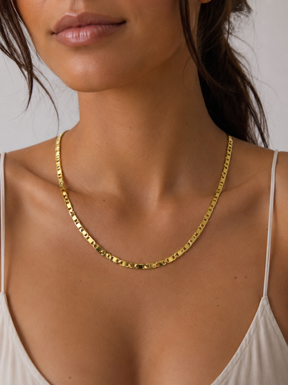 Solid 925 Sterling Silver Valentino Chain, Fancy Gold Plated Marisa Necklace for Men & Women, Layering Chain Plated for Pendants, Initials