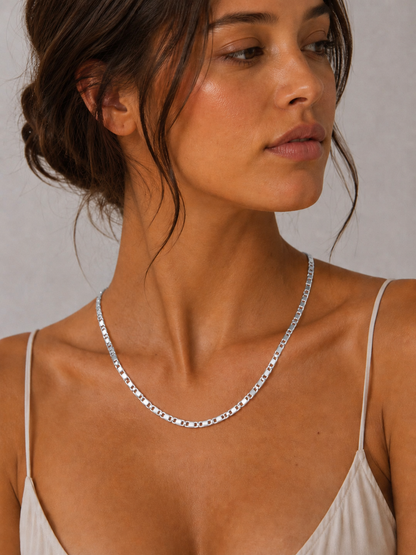 Solid 925 Sterling Silver Valentino Chain, Fancy Gold Plated Marisa Necklace for Men & Women, Layering Chain Plated for Pendants, Initials