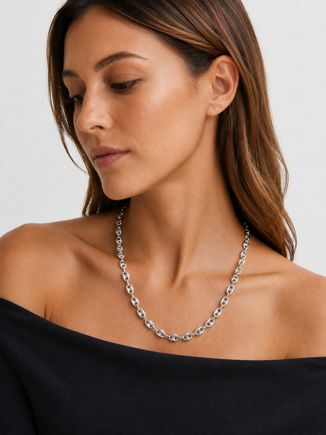 Solid 925 Sterling Silver Puffed Mariner Chain, Semi Solid Thick Anchor Link Necklace for Men & Women, Marine Link Chain for Large Pendants
