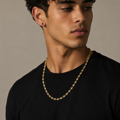 Solid 925 Sterling Silver 7mm Puff Mariner Chain, 14K Gold Plated Thick Puffy Anchor Link Necklace, Modern 3D Chain