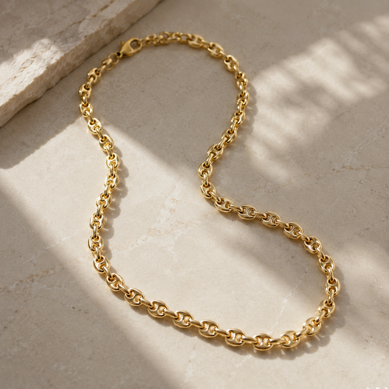 Solid 925 Sterling Silver 7mm Puff Mariner Chain, 14K Gold Plated Thick Puffy Anchor Link Necklace, Modern 3D Chain