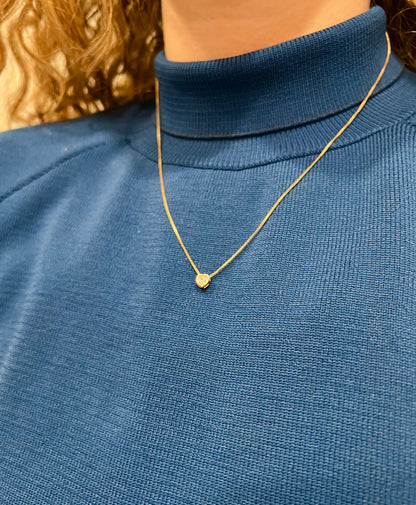Sparkly CZ Solitaire Heart Pendant Necklace, Minimalist Silver Solitaire Choker for Women, Personalized Birthday Gift for Her