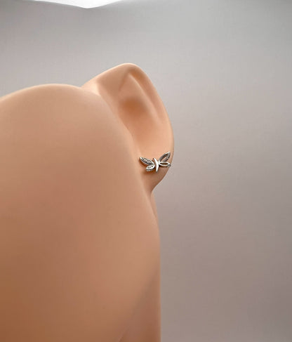 Solid 925 Sterling Silver Dragonfly Butterfly Stud Earrings, Whimsical Cubic Zirconia Nature Piercing for Women, Cute Dainty Winged Studs