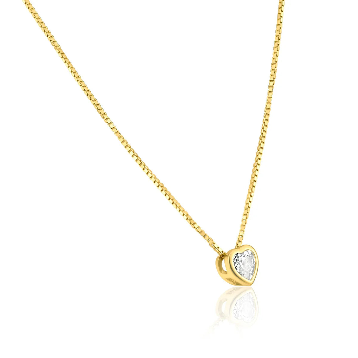 Sparkly CZ Solitaire Heart Pendant Necklace, Minimalist Silver Solitaire Choker for Women, Personalized Birthday Gift for Her