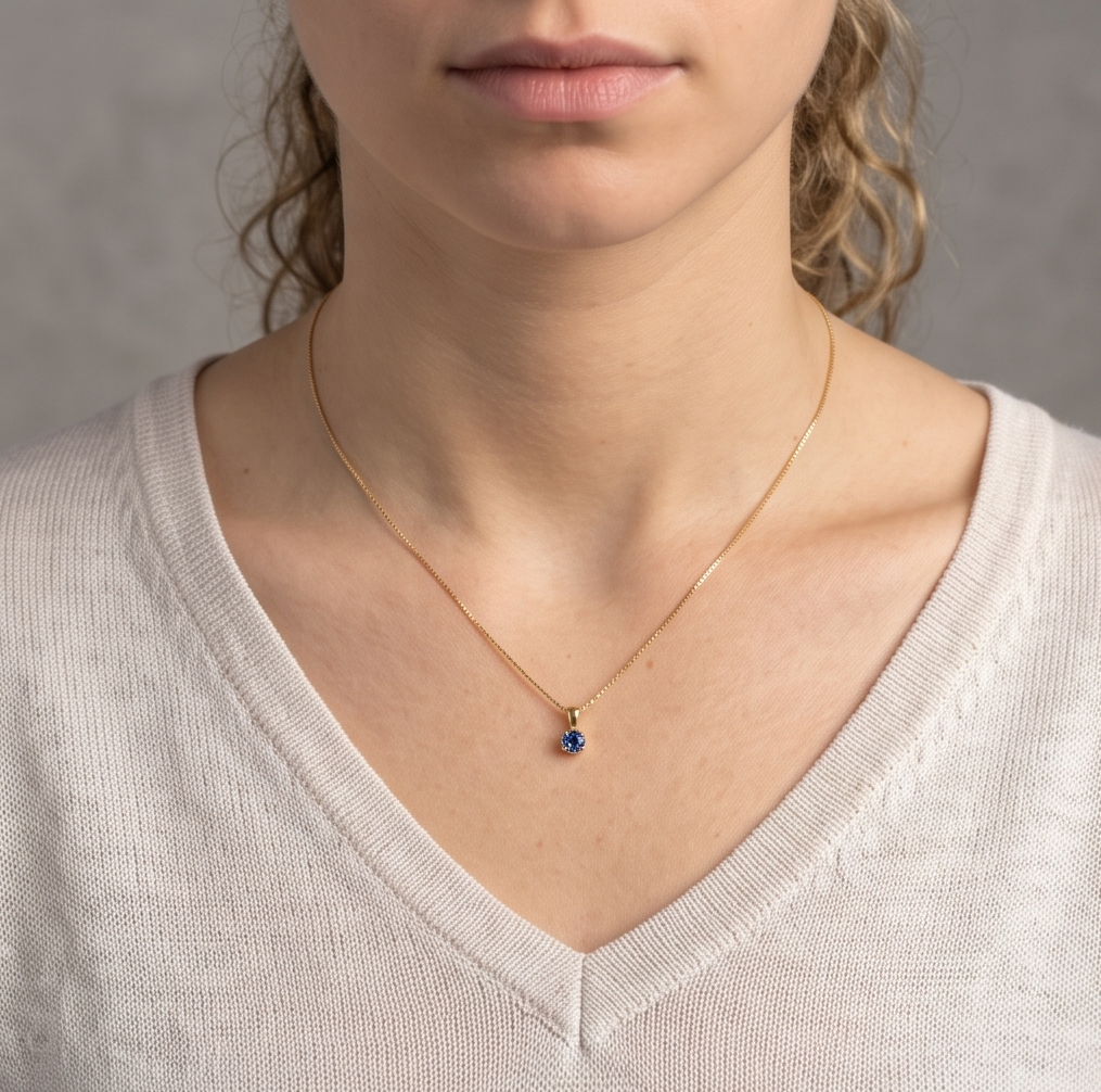 Solid 14K Gold Birthstone Pendant, 5mm Small Dainty Round Milgrain Beaded Charm for Women, Personalized Real Gold Birthday Gift for Her Stackable