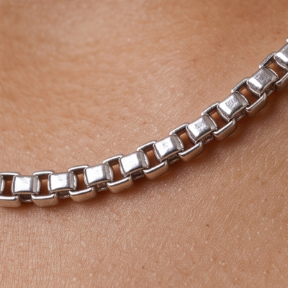Solid 925 Sterling Silver Round Box Chain, Venetian Link Necklace for Men & Women Smooth Round Box Necklace, Dainty Minimalist Pendant Chain