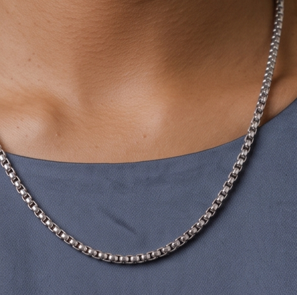 Solid 925 Sterling Silver Round Box Chain, Venetian Link Necklace for Men & Women Smooth Round Box Necklace, Dainty Minimalist Pendant Chain