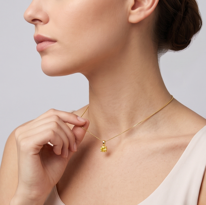 Solid 14K Gold Birthstone Necklace, 5mm Round Plain Charm Pendant for Women, Personalized Real Gold Birthday Gift for Her Stackable