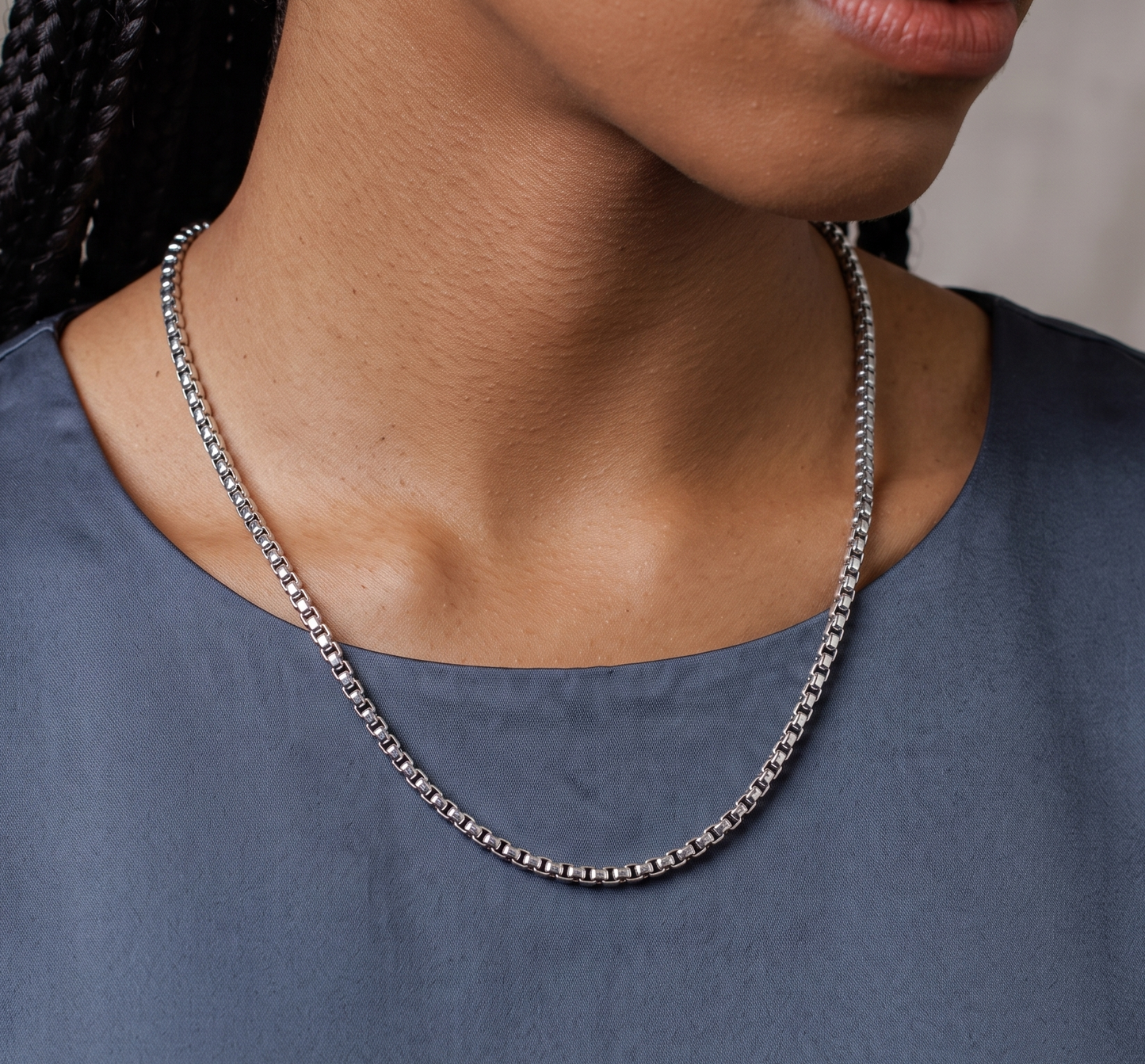 Solid 925 Sterling Silver Round Box Chain, Venetian Link Necklace for Men & Women Smooth Round Box Necklace, Dainty Minimalist Pendant Chain