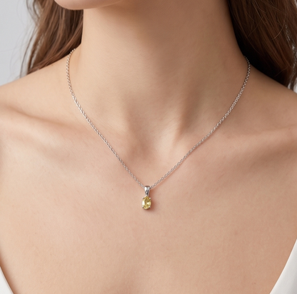 Solid 14K Gold Oval Birthstone Necklace, 925 Sterling Silver 5mm Dainty Solitaire Charm Pendant Personalized Real Gold Birthday Gift for Her
