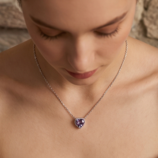 Solid 14K Gold Heart Birthstone Necklace, 925 Sterling Silver 5mm Grain Fancy Beaded Charm Pendant, Personalized Birthday Gift for Her