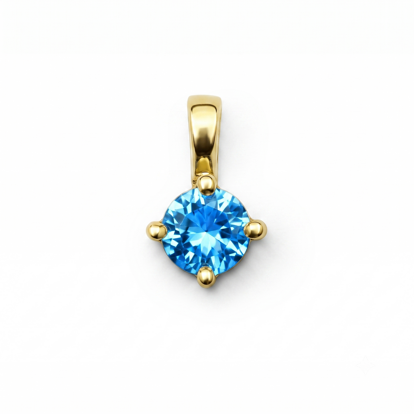 Solid 14K Gold Birthstone Pendant, 5mm Small Dainty Round Crystal Solitaire Charm for Women, Personalized Real Gold Birthday Gift for Her Stackable