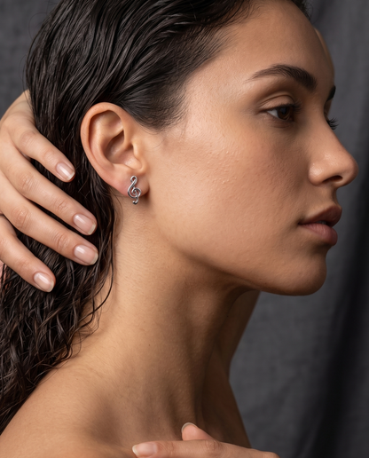 Solid 925 Sterling Silver Treble Clef Stud Earrings, Dainty G Clef Music Note Post Earrings for Women Men, Minimalist Tiny Musician Studs
