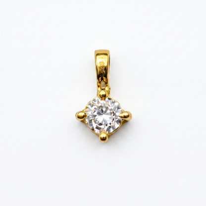 Solid 14K Gold Birthstone Necklace, 4mm Small Dainty Round Crystal Charm Pendant for Women, Personalized Real Gold Birthday Gift for Her